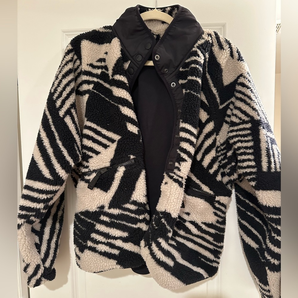 hit the slopes printed fleece jacket